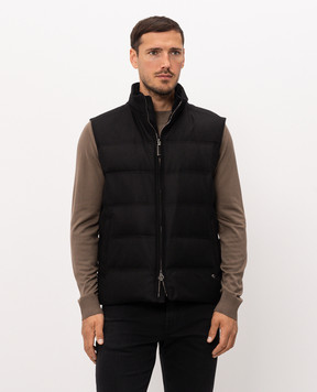 Stefano Ricci Black wool and cashmere down vest MDJ63002105803