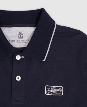 Brunello Cucinelli Children's blue polo shirt with embroidery BE854T329C