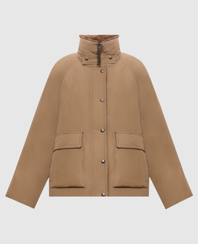 Brunello Cucinelli Brown down jacket with fur MH5253658