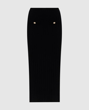 Twinset Black ribbed midi skirt 261AP3113