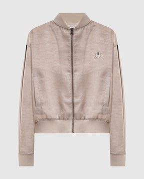 Palm Angels Beige linen bomber jacket PWBD06BS26FAB001