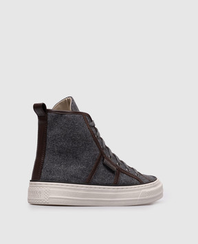 Brunello Cucinelli Gray high-tops with a monil chain MZ38G3331P