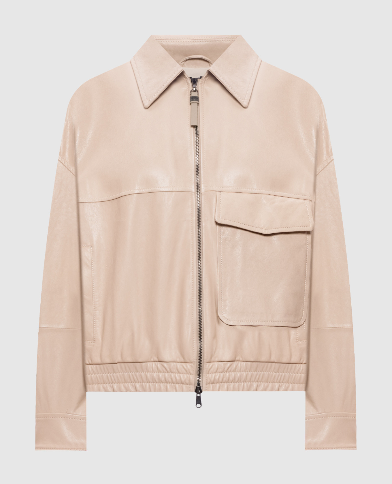 Beige leather jacket Brunello Cucinelli
