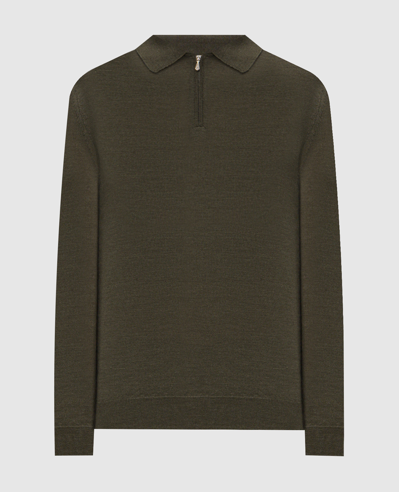 Green wool and silk polo shirt