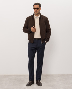 Stefano Ricci Beige wool and cashmere jumper with polo collar K808104P30F26370