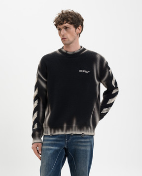 Off-White Diag Corrosion black sweater with holes 44MHE20US26K003