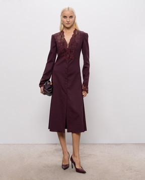 Ermanno Scervino Burgundy wool dress with lace D492Q335APYEM