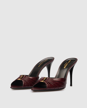 Saint Laurent BABYLONE burgundy leather mules 799606AAEHF