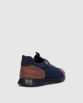 Stefano Ricci Blue combination sneakers with textured logo UV098G5304TSWY