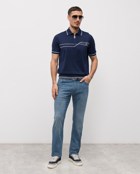 Stefano Ricci Blue silk polo shirt K616434Z33F26104