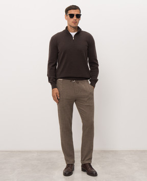 Bertolo Cashmere Brown cashmere sweater with zipper 400025000005