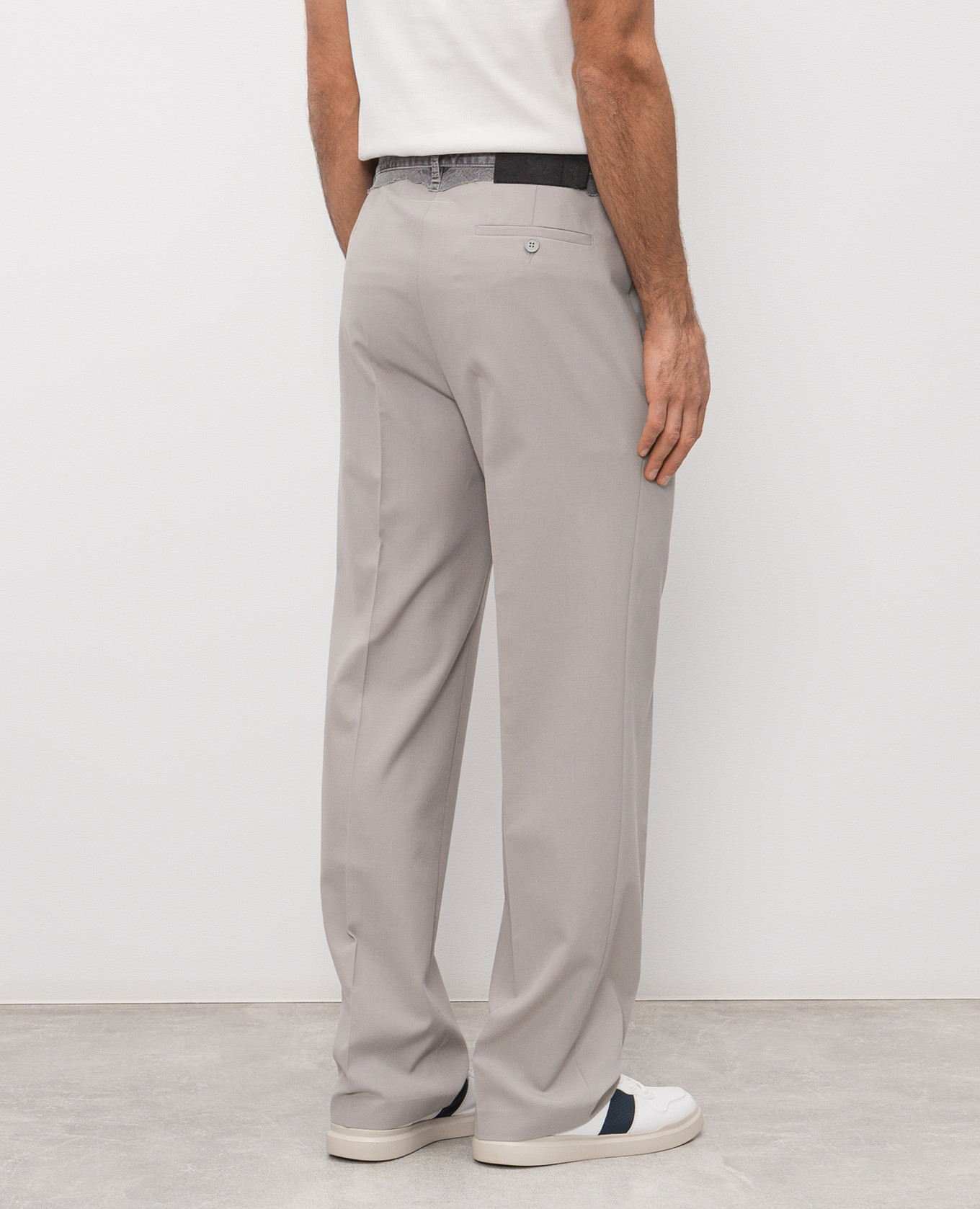 Grey wool trousers with logo patch Maison Margiela MM6 4