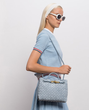 Bottega Veneta Andiamo blue suede bag 766014V5ZZ1