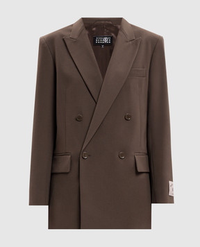 Maison Margiela MM6 Brown double-breasted jacket with wool S52BN0160M36020