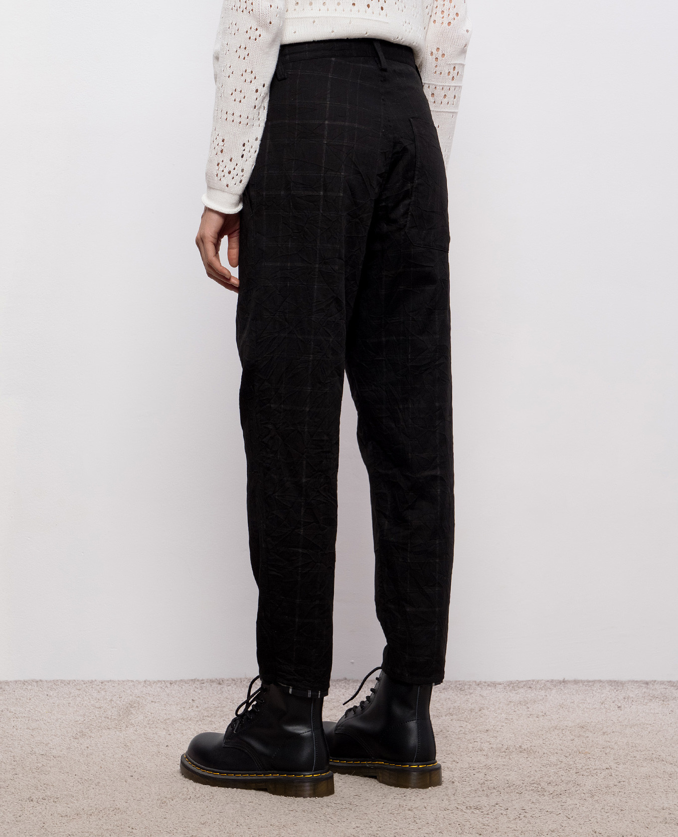 Black checked linen pants Y`S Yamamoto 4