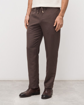 Canali Brown linen and silk pants AX03156U97003