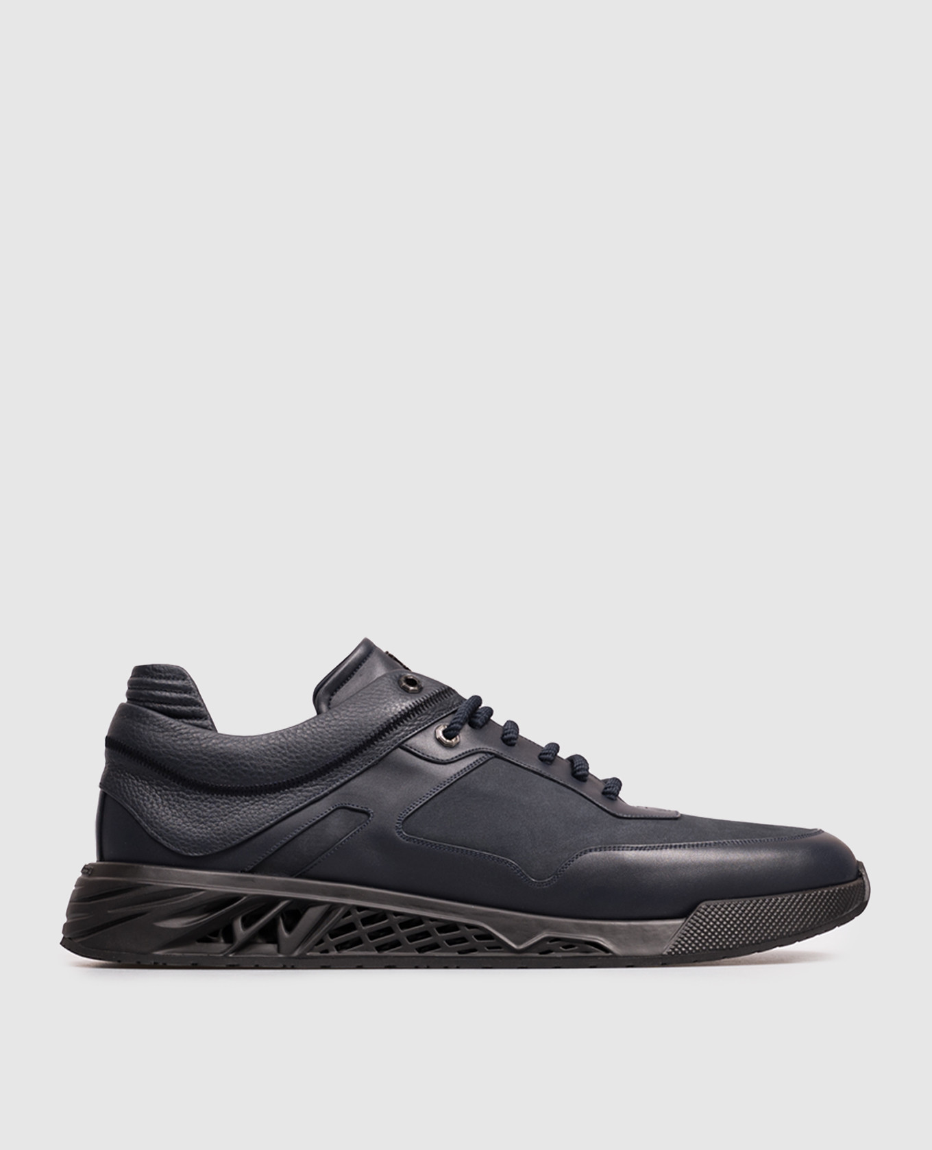 Blue leather sneakers with monogram logo
