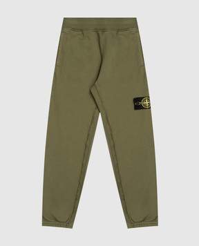 Stone Island Kids' green joggers with logo patch L2S166200003S0A2068