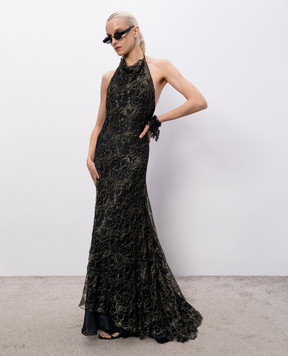 Marc Le Bihan Khaki lace dress with open back 21230