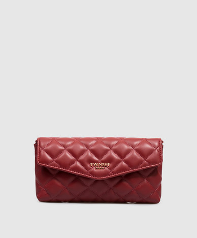 Burgundy clutch with pendants