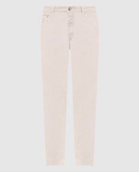 Brunello Cucinelli Ivory jeans with embroidered logo M277PB3210