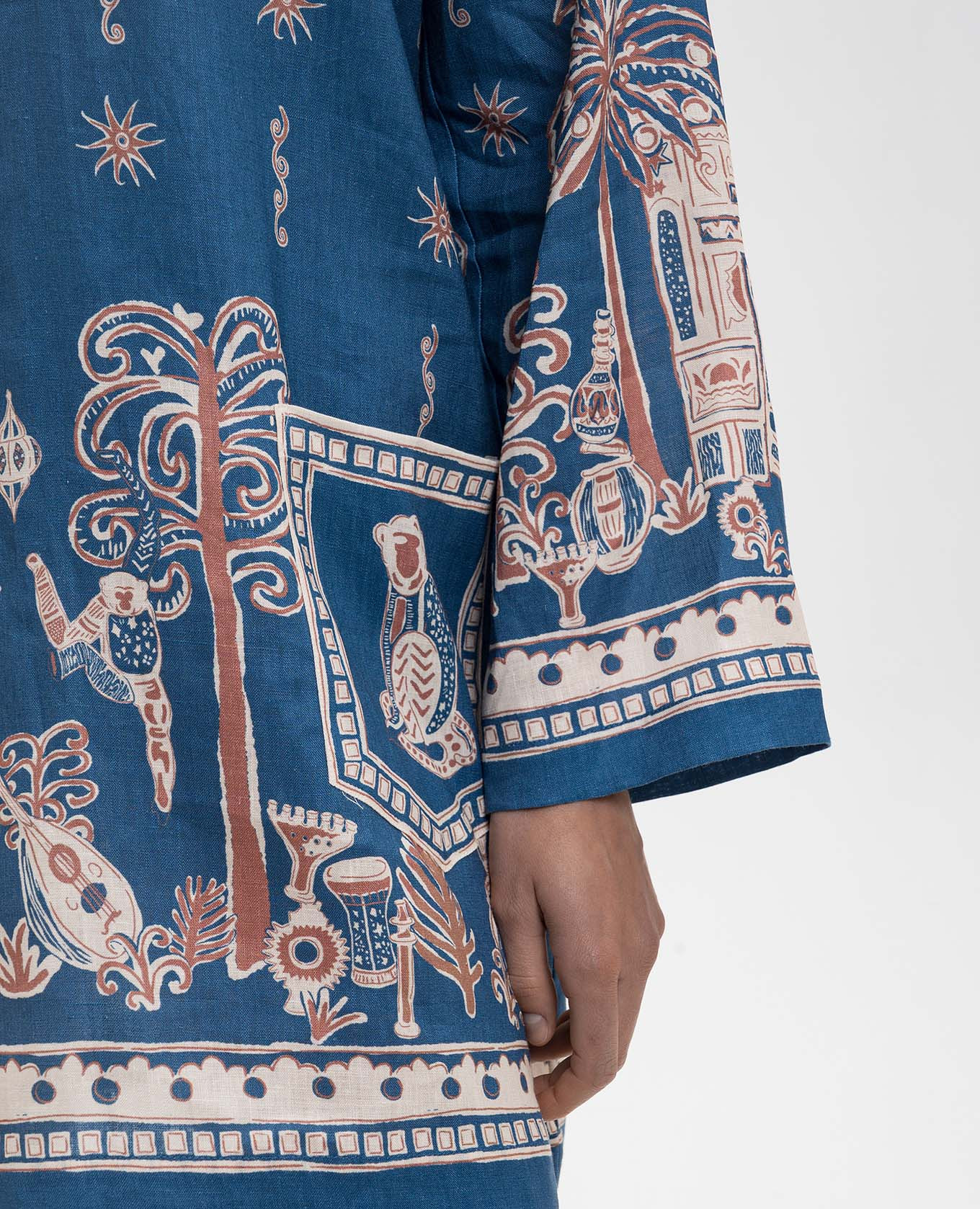 

Acacia blue linen mini dress Alemais