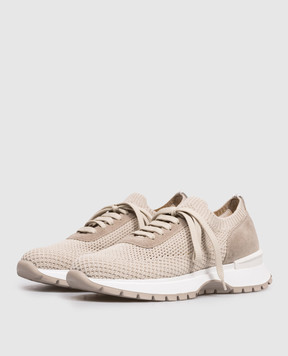 Doucal's Beige sneakers with textured logo DD8765WHINPZ849