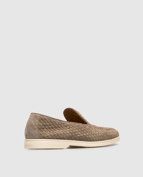 Doucal's Sauvage brown suede loafers with weave DU3416NWMAUY261