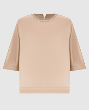 Peserico Beige silk blouse with monil chain A068712372E
