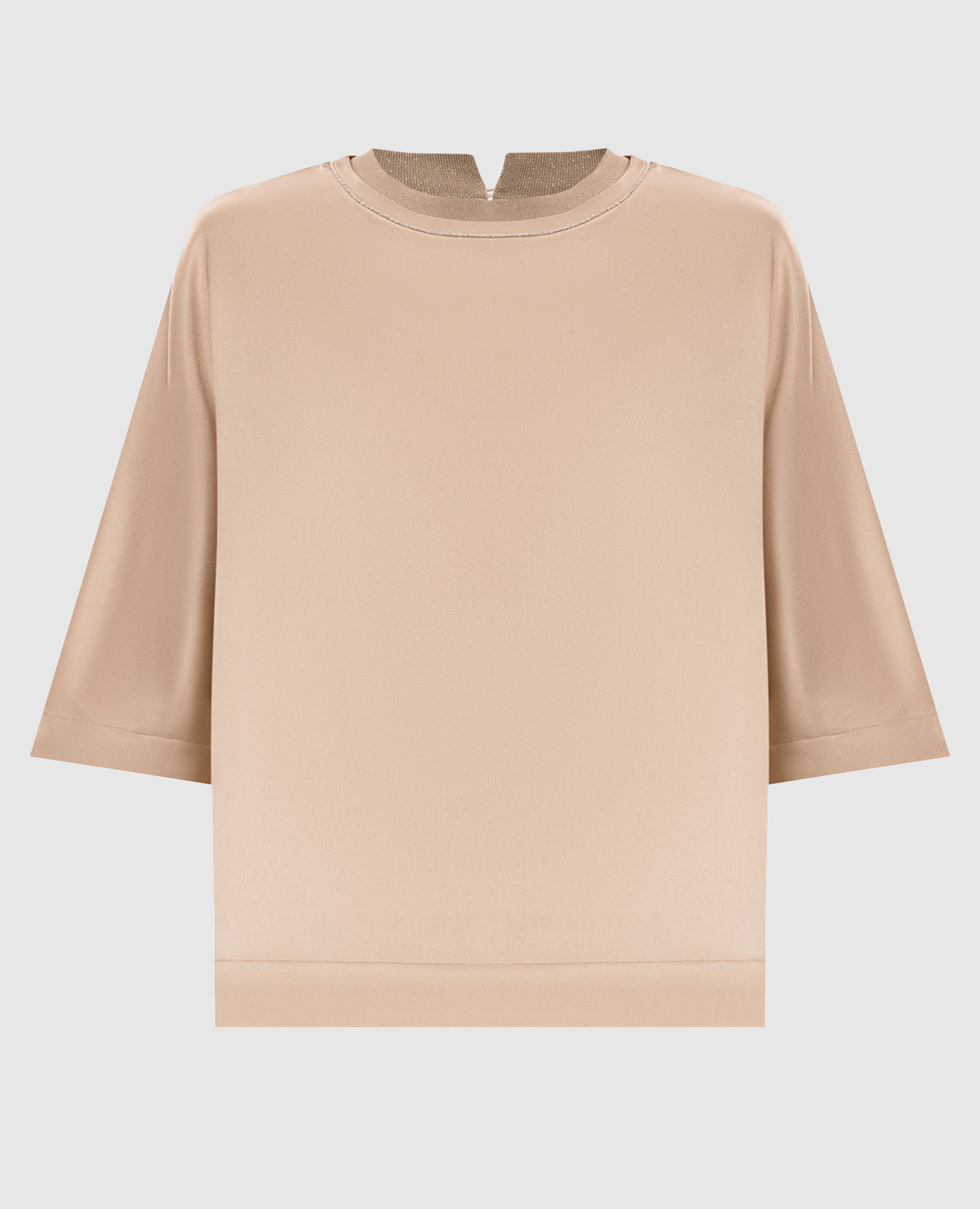 Beige silk blouse with monil chain