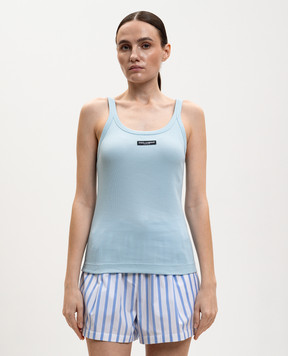 Dolce&Gabbana Blue ribbed T-shirt F8W45TFU7AV