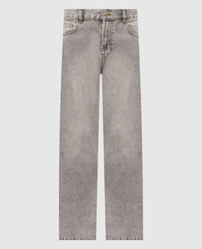 Palm Angels Grey jeans with logo print PMYA049S26DEN00C