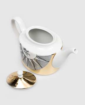 Fornasetti White porcelain teapot Soli P22Z288
