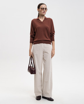 Peserico Brown wool pullover with polo collar S99426F1809770