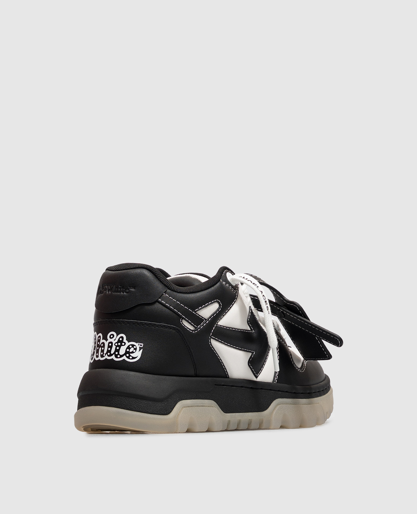 Out Of Office Chunky Varsity Black Leather Sneakers Off-White 3