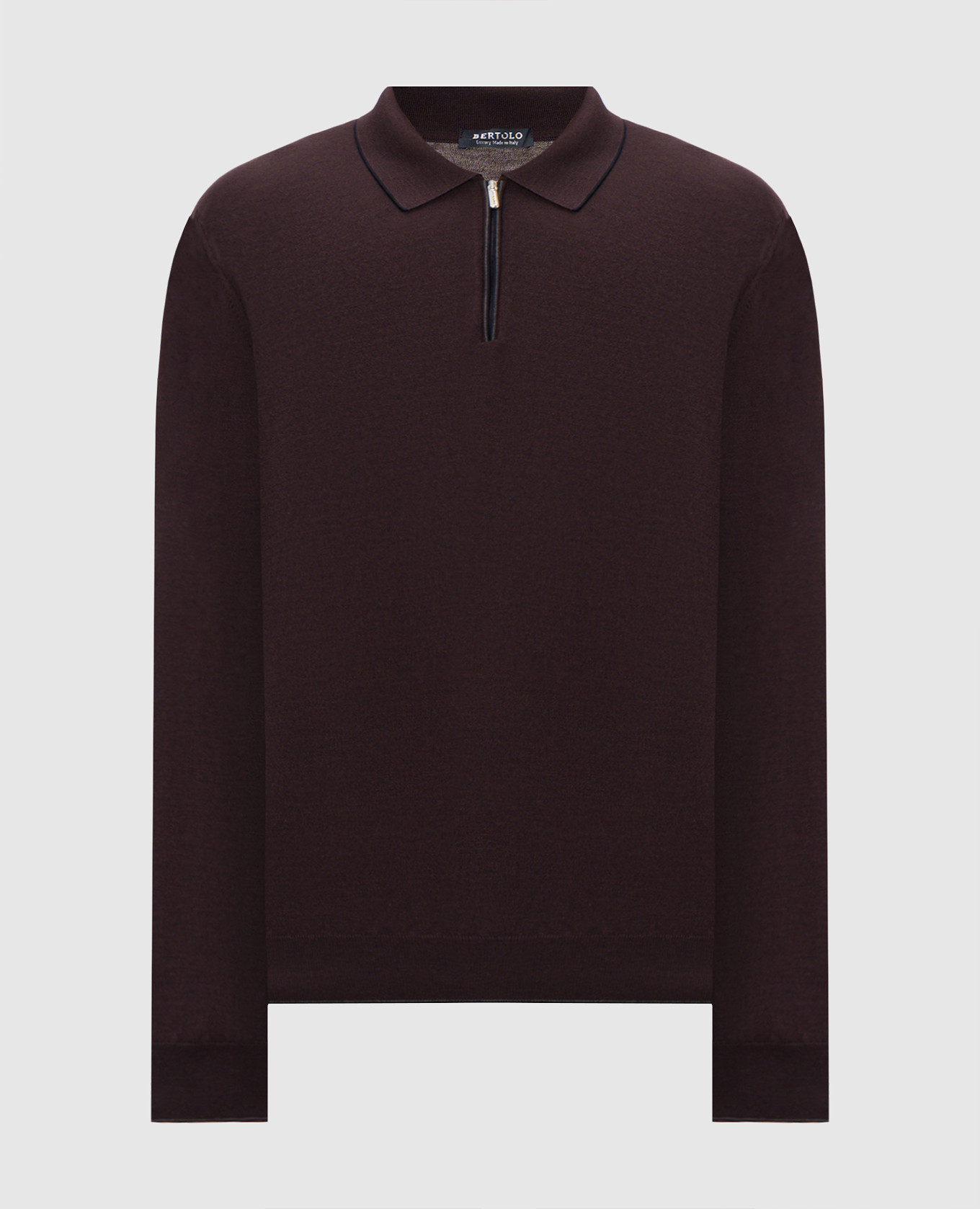 Purple silk and wool polo shirt with zipper
