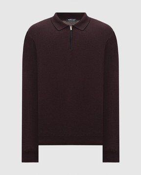 Bertolo Cashmere Purple silk and wool polo shirt with zipper 90263600258758