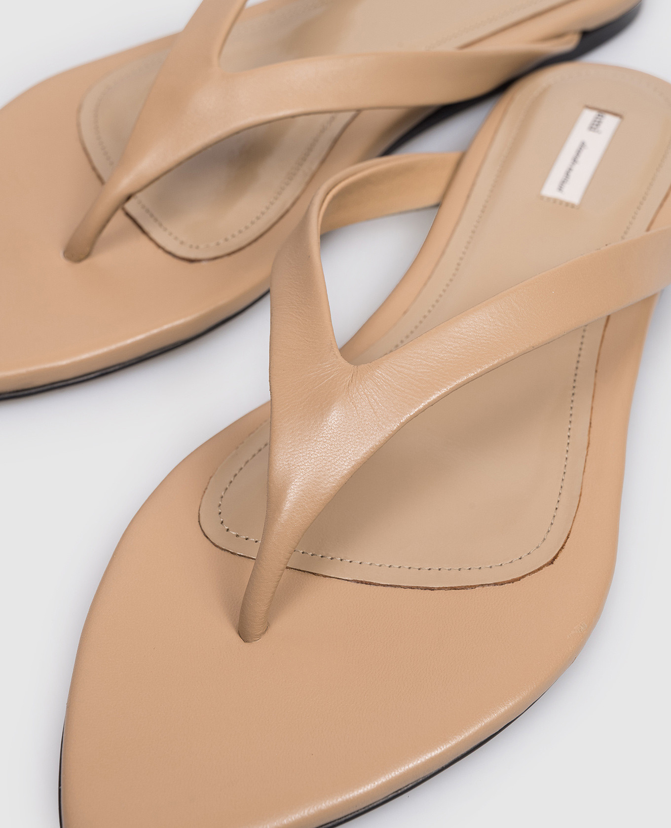 Beige leather flip-flops Ami Paris 5