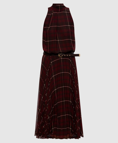 VISTA burgundy check dress