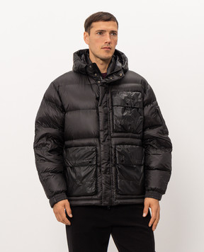 C.P. Company Black down jacket with logo patch MOW216A110416M