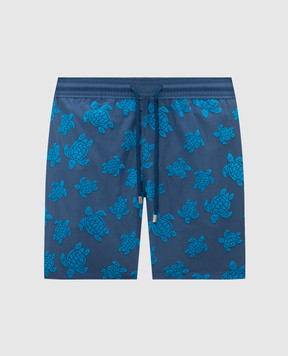 Vilebrequin Moorea Blue Textured Print Swim Shorts MOOED236