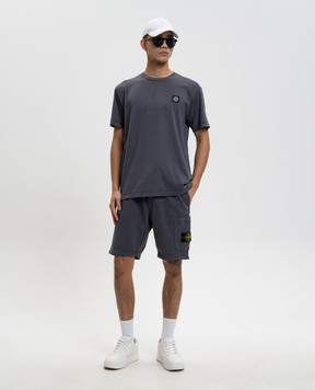 Stone Island Grey shorts with logo L1S156200011S0051