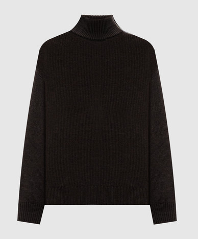 Brown wool, silk and cashmere sweater