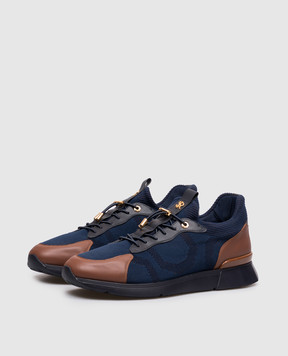 Stefano Ricci Blue combination sneakers with textured logo UV098G5304TSWY