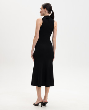 Victoria Beckham Mira black ribbed midi dress 1226KDR007282A