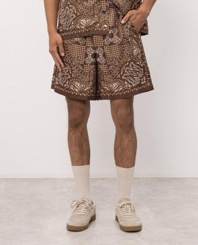AMIRI Brown printed silk shorts AMBMSO1124