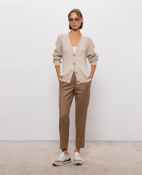 Peserico Beige wool cardigan with lurex A99254F07A9103
