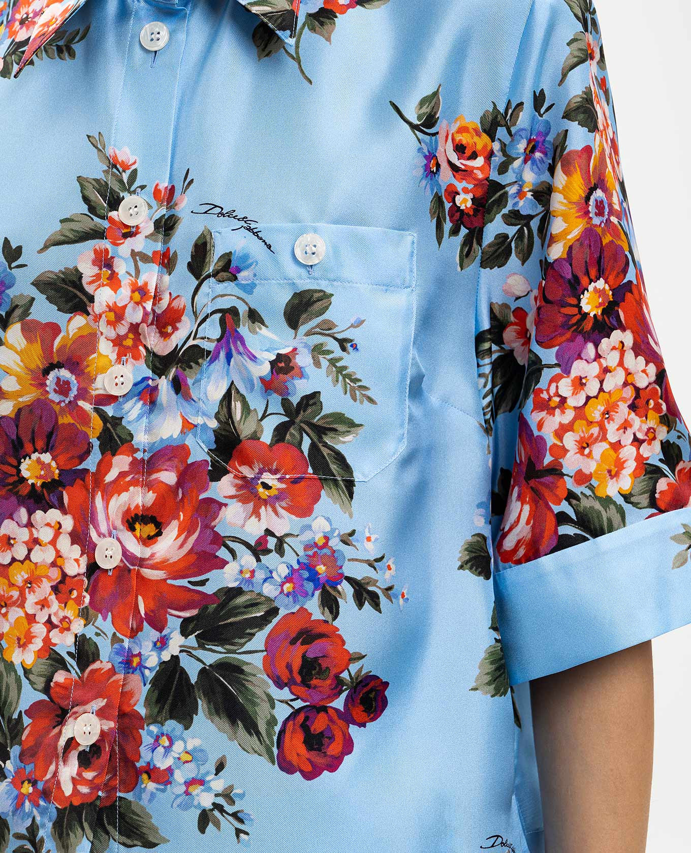 Blue silk blouse with floral print Dolce&Gabbana 5