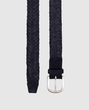 Canali Blue suede braided belt KB0053550C