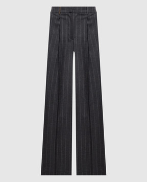 Peserico Gray striped wool pants A0479005702